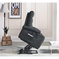 Lepfun Electric Power Lift Recliner Chair Sofa With Massage And Heat For Elderly, 3 Positions, 2 Side Pockets And Cup Holders, Usb Ports, High-End Quality Fabric,For Living Room,Bedroom,Dark Gray