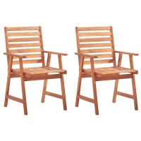 vidaXL Outdoor Dining Chairs 2 pcs with Cushions Solid Acacia Wood 4325