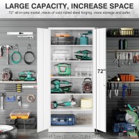 Metal Storage Cabinet With 2 Doors And 5 Adjustable Shelves White Metal Cabinet With Lock Garage Storage Cabinet Lockable Pantry