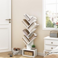 Hoctieon 6 Tier Tree Bookshelf Tall Bookcase With Drawer Freestanding Book Shelf Display Floor Standing Storage Shelf Book O