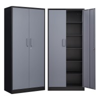 Metal Garage Storage Cabinet With 5 Adjustable Shelves Metal Storage Cabinet With Lock Metal Cabinet With Locking Doors Steel Ca