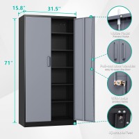 Metal Garage Storage Cabinet With 5 Adjustable Shelves Metal Storage Cabinet With Lock Metal Cabinet With Locking Doors Steel Ca