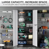 Sisesol Metal Storage Cabinets Locker With 5 Adjustable Shelf 72 Large Garage Storage Cabinet With Lock Metal Cabinet With Loc