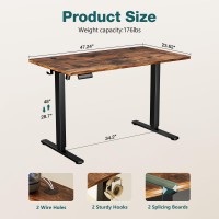 Smug Standing Desk Adjustable Height Electric Sit Stand Up Down Computer Table 48X24 Inch Ergonomic Rising Desks For Work Offi