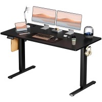 Smug Standing Desk Adjustable Height Electric Sit Stand Up Down Computer Table 55X24 Inch Ergonomic Rising Desks For Work Offi