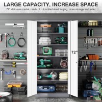 Metal Storage Cabinet With 2 Doors And 5 Adjustable Shelves Gray White Metal Cabinet With Lock Garage Storage Cabinet Lockable P