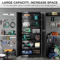 Metal Garage Storage Cabinet With 2 Doors And 5 Adjustable Shelves 72 Pantry Cabinet Utility Storage Cabinet Locking Steel Sto