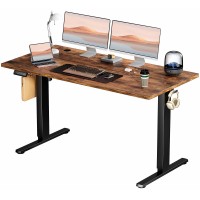 Smug Electric Standing Desk 55 X 24 Inch Rustic Brown Ergonomic Adjustable Desk Stand With Memory Preset Sit Stand Desk For