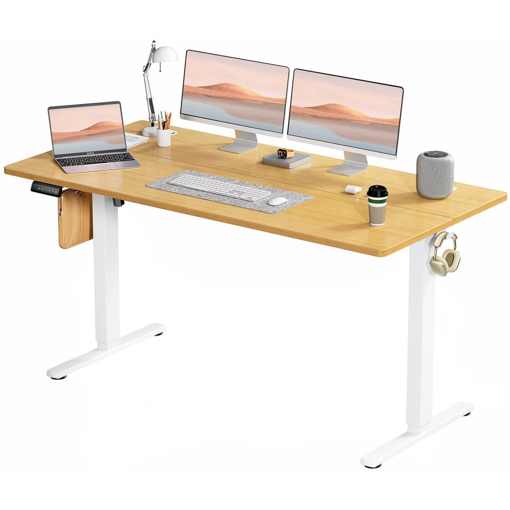 Smug Standing Desk Adjustable Height Electric Sit Stand Up Down Computer Table 63X24 Inch Ergonomic Rising Desks For Work Offi