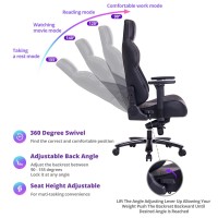 Big And Tall Gaming Chair 440Lbs Gaming Chair With Metal Base Memory Foam Lumbar 4D Adjustable Armrest Gaming Chair For Heavy People Ergonomic High-Back Computer Chair