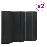 vidaXL 6Panel Steel Room Dividers Set MultiFunctional Aesthetically Pleasing Black Screens for Privacy and Decoration Fol