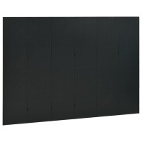 vidaXL 6Panel Steel Room Dividers Set MultiFunctional Aesthetically Pleasing Black Screens for Privacy and Decoration Fol