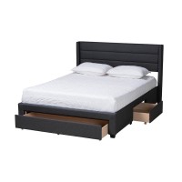 Dark Brown Finished Wood Full Size 3-Drawer Storage Platform Bed