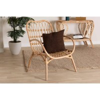 Baxton Studio Bajo Modern Bohemian Natural Brown Rattan Arm Chair