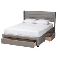 Wood Queen Size 3Drawer Storage Platform Bed