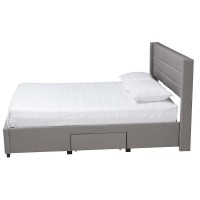 Wood Queen Size 3Drawer Storage Platform Bed