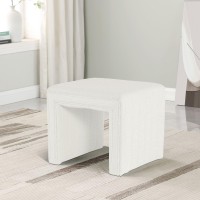 HomePop Modern Channel Tufted Ottoman Home D?cor|Ottoman for Living Room & Bedroom - Cream Boucle