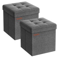 Songmics Storage Ottomans Set Of 2 Foldable Small Ottoman Foot Rests 118 Inches Foot Stool Cube Ottoman With Storage Each