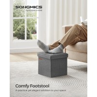 Songmics Storage Ottomans Set Of 2 Foldable Small Ottoman Foot Rests 118 Inches Foot Stool Cube Ottoman With Storage Each