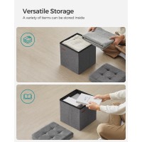 Songmics Storage Ottomans Set Of 2 Foldable Small Ottoman Foot Rests 118 Inches Foot Stool Cube Ottoman With Storage Each