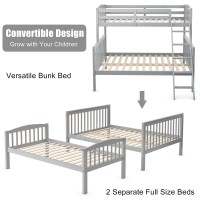 Gorelax Twin Over Full Bunk Bed, Space Saving Bed Frame With Under Bed Storage, Ladder & Guardrail, Convertible Wooden Bunk Beds Into 2 Beds, Modern Heavy Duty Bunk Bed For Kids, Adults (Grey)