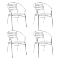 Vidaxl Stackable Patio Chairs 4 Pcs - Durable Aluminum Metal Chairs For Outdoor, Patio, Garden, Kitchen, Dining Room, Space Saving And Easy Assembly