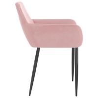 Vidaxl 4-Piece Modern Dining Chairs In Pink Velvet Upholstery - Sturdy Metal Frame - Comfortable Backrest Design - Perfect For Kitchen & Dining Room