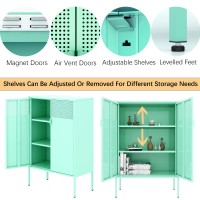 Ustamio Green Metal Storage Cabinet 3 Tier Steel Locker Storage Accent Cabinet With Legs And Adjustable Shelves Side Cabinet F