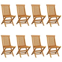 Vidaxl Outdoor Patio Chairs - 8 Pieces Set With Beige Cushions - Stylish And Foldable Furniture - Made From Solid, Weather-Resistant Teak Wood