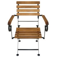 Vidaxl 4-Piece Folding Patio Chair Set - Outdoor Stackable Chairs In Solid Acacia Wood And Powder-Coated Steel - Weather-Resistant, Easy-To-Clean, And Space-Saving Design