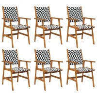 Vidaxl Outdoor Patio Chairs | Set Of 6 | Durable Acacia Wood | Comfortable Poly Rattan Backrest And Seating Area | Refined Design | Easy Assembly
