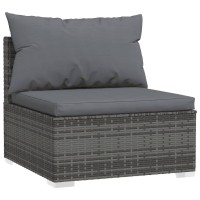 vidaXL 4 Piece Patio Lounge Set with Cushions Gray Poly Rattan 317518