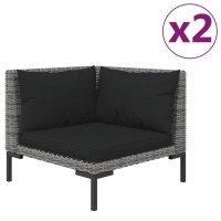 vidaXL Patio Sofas 2pcs with Cushions Half Round Poly Rattan 318604