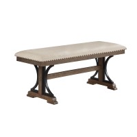 Best Quality Furniture D178-B Bench, Brown Oak/Beige