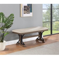 Best Quality Furniture D178-B Bench, Brown Oak/Beige