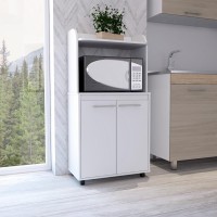 Kitchen cart Totti, Double Door cabinet, One Open Shelf, Two Interior Shelves, White Finish(D0102HgE1Vg)