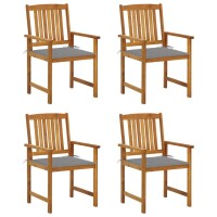 Vidaxl Solid Acacia Wood Patio Chairs With Cream Cushions - 2 Pcs Set, Rustic Farmhouse Style, Comfortable Seating For Patio, Deck, Or Garden