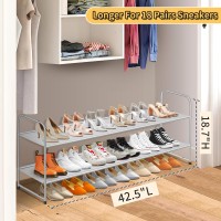 Sleeping Lamb 2Tier Long Shoe Rack Organizer For Closet Stackable Wide Shoe Shelf Holds 18Pairs Low Shoe Storage For Bedroom