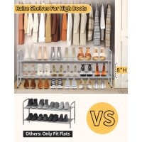 Sleeping Lamb 2Tier Long Shoe Rack Organizer For Closet Stackable Wide Shoe Shelf Holds 18Pairs Low Shoe Storage For Bedroom