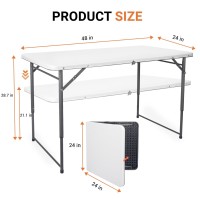 Byliable Folding Table 4 Foot Portable Plastic Card Heavy Duty Foldinhalf Small Foldable Table Indoor Outdoor Adjustable Hei