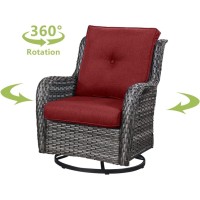 Hummuh Outdoor Swivel Rocker Wicker Patio Chairs Set Of 2 Rattan Rocking Chair Furniture Setgrey Red