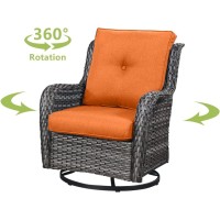 Hummuh Outdoor Swivel Rocker Wicker Patio Chairs Set Of 2 Rattan Rocking Chair Furniture Setgrey Orange