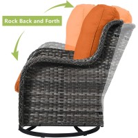 Hummuh Outdoor Swivel Rocker Wicker Patio Chairs Set Of 2 Rattan Rocking Chair Furniture Setgrey Orange