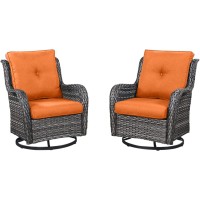 Hummuh Outdoor Swivel Rocker Wicker Patio Chairs Set Of 2 Rattan Rocking Chair Furniture Setgrey Orange