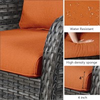 Hummuh Outdoor Swivel Rocker Wicker Patio Chairs Set Of 2 Rattan Rocking Chair Furniture Setgrey Orange