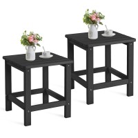 Udpatio Outdoor Side Table For Patio 2Pcs 16 X 16 Inches Adirondack Table Poolside Patio Table Hdpe End Table For Outside Back