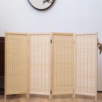 Bamboo Folding Room Divider Privacy Screens, Freestanding Partition Room Divider Screen Partial Partition For Bedroom Study Portable Room Seperating Divider (Color : Natural-4Panels, Size : 120X160C