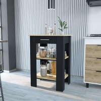 Kitchen Island 23 Inches Dozza with Single Drawer and Two-Tier Shelves, Black Wengue Light Oak Finish(D0102HgEMWY)