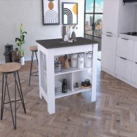 Kitchen Island Dozza, Three Shelves, White Onyx Finish(D0102HgE6AV)