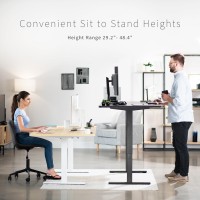 Vivo Electric Height Adjustable 71 X 36 Inch Memory Stand Up Desk, Extra Deep Dark Gray Table Top, White Frame, Standing Workstation With Preset Controller, 1B Series, Desk-Kit-1W7G-36